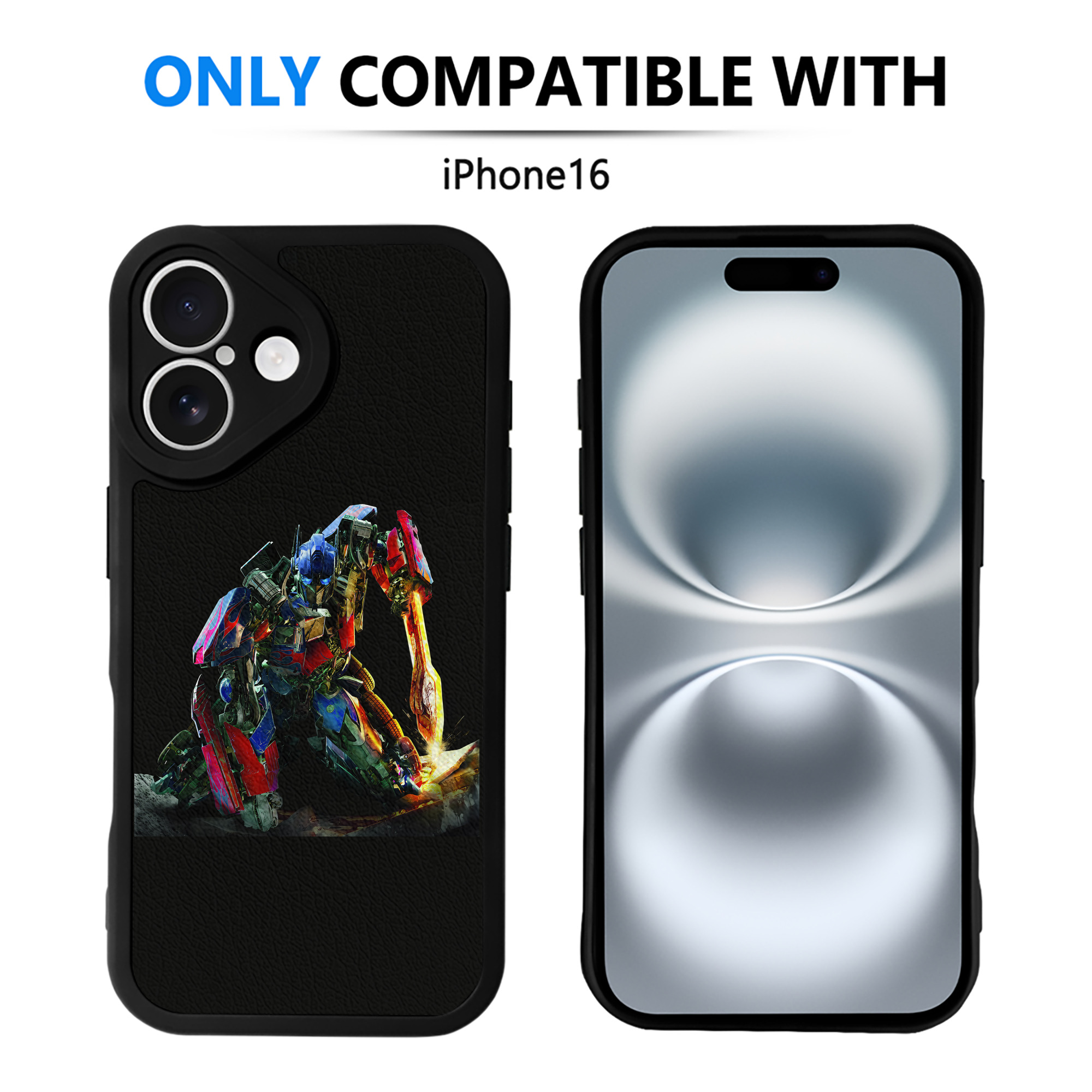（画像用） Transformers トランスフォーマー 【iPhone 16シリーズ対応】シリコンスマホケース（レザー調） 材質：シリコン